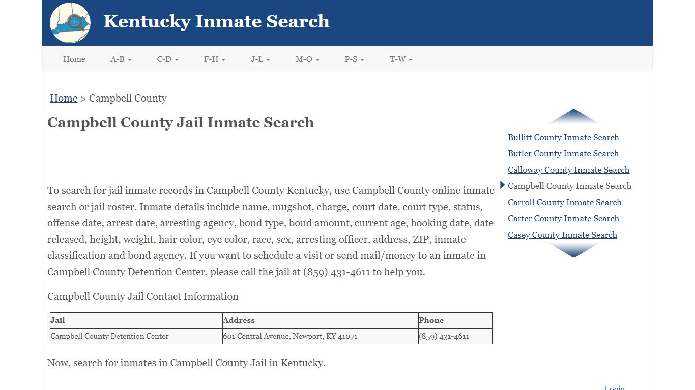 Campbell County Jail Inmate Search